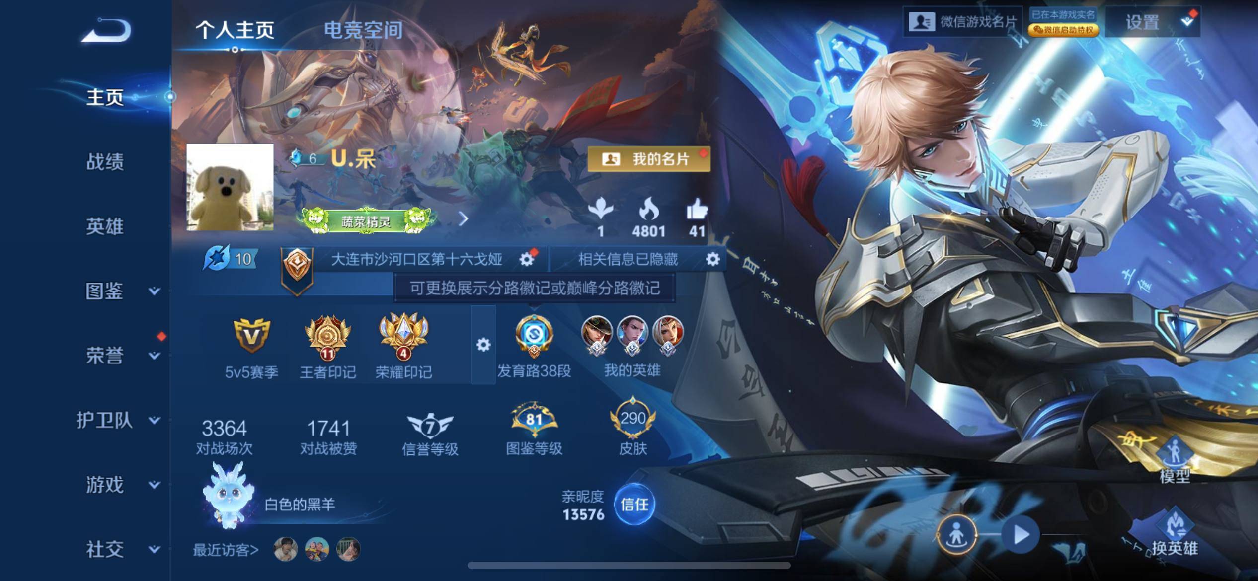 王者荣耀账号苹果VX124英雄-290皮肤-无双限定2-荣耀典藏4-珍品传说2-传说品质31-史诗品质75花合斗-离恨烟