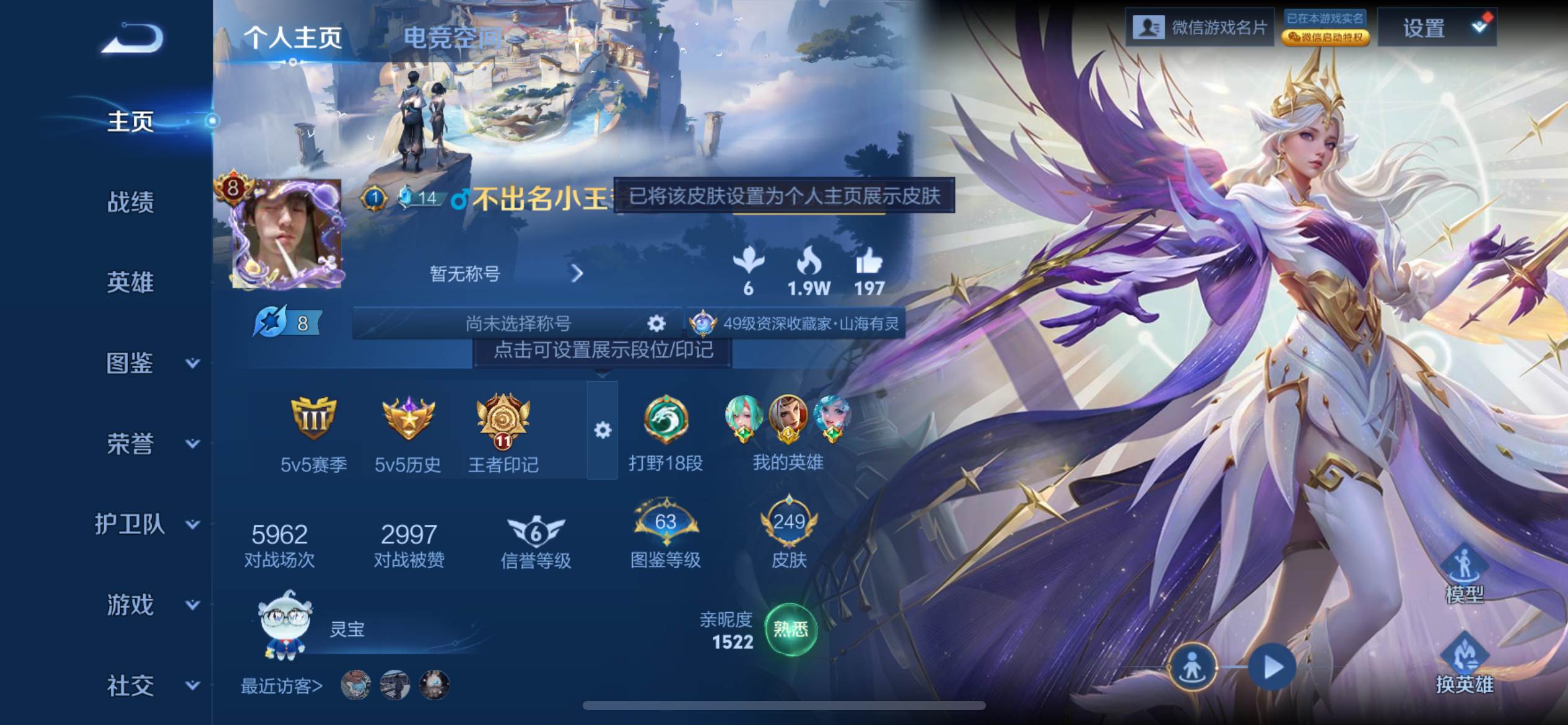王者荣耀账号苹果VX125英雄-249皮肤-荣耀典藏1-珍品传说1-传说品质32-史诗品质78神鉴启示录-器灵·落星盏-