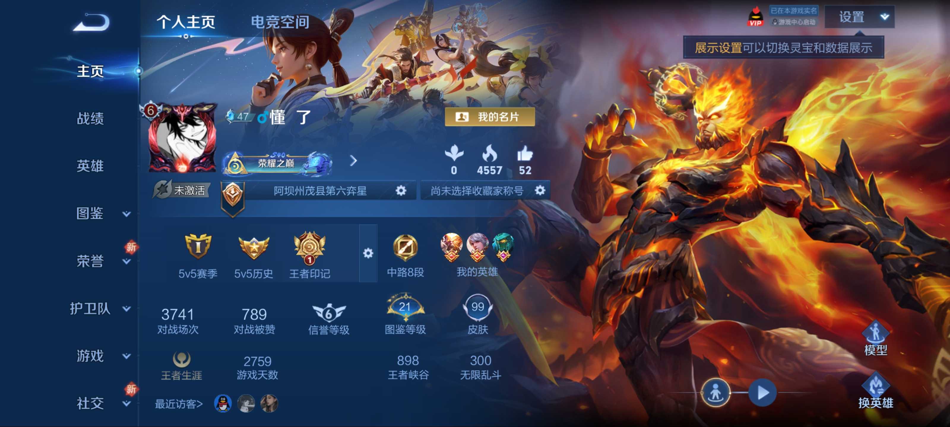 王者荣耀账号安卓QQ112英雄-99皮肤-传说品质1-史诗品质19地狱火-天才门将-功夫厨神-狮舞东方-皇家上将-繁星吟
