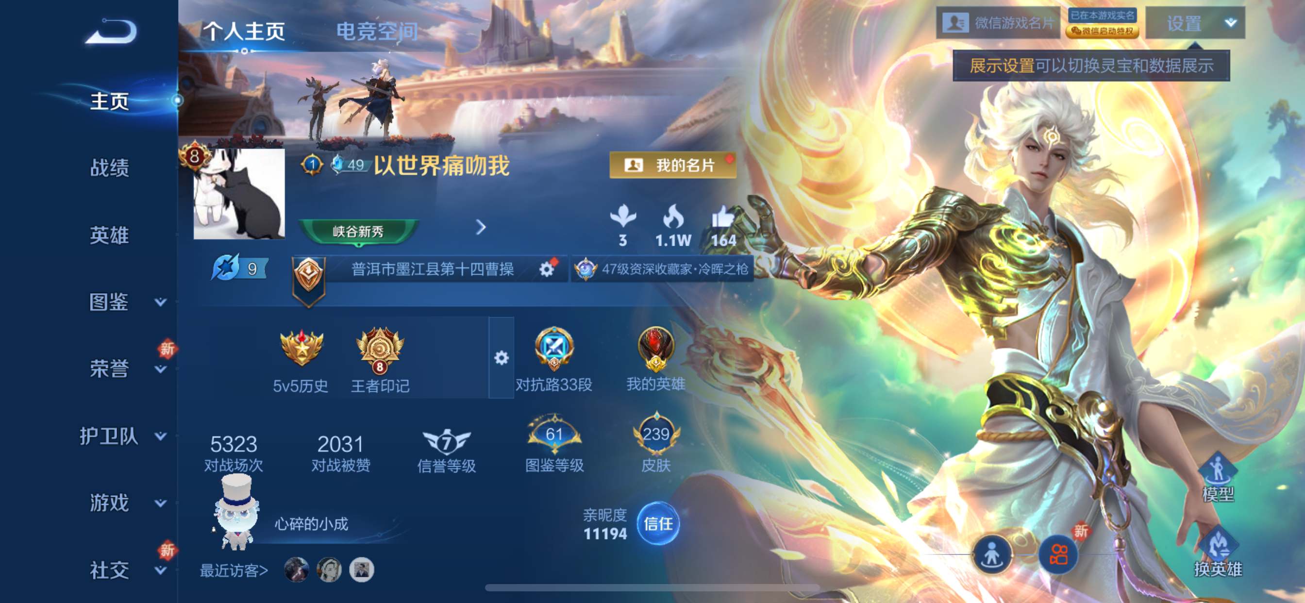 王者荣耀账号苹果VX124英雄-239皮肤-无双限定1-荣耀典藏1-珍品传说1-传说品质26-史诗品质66碎月剑心-九霄