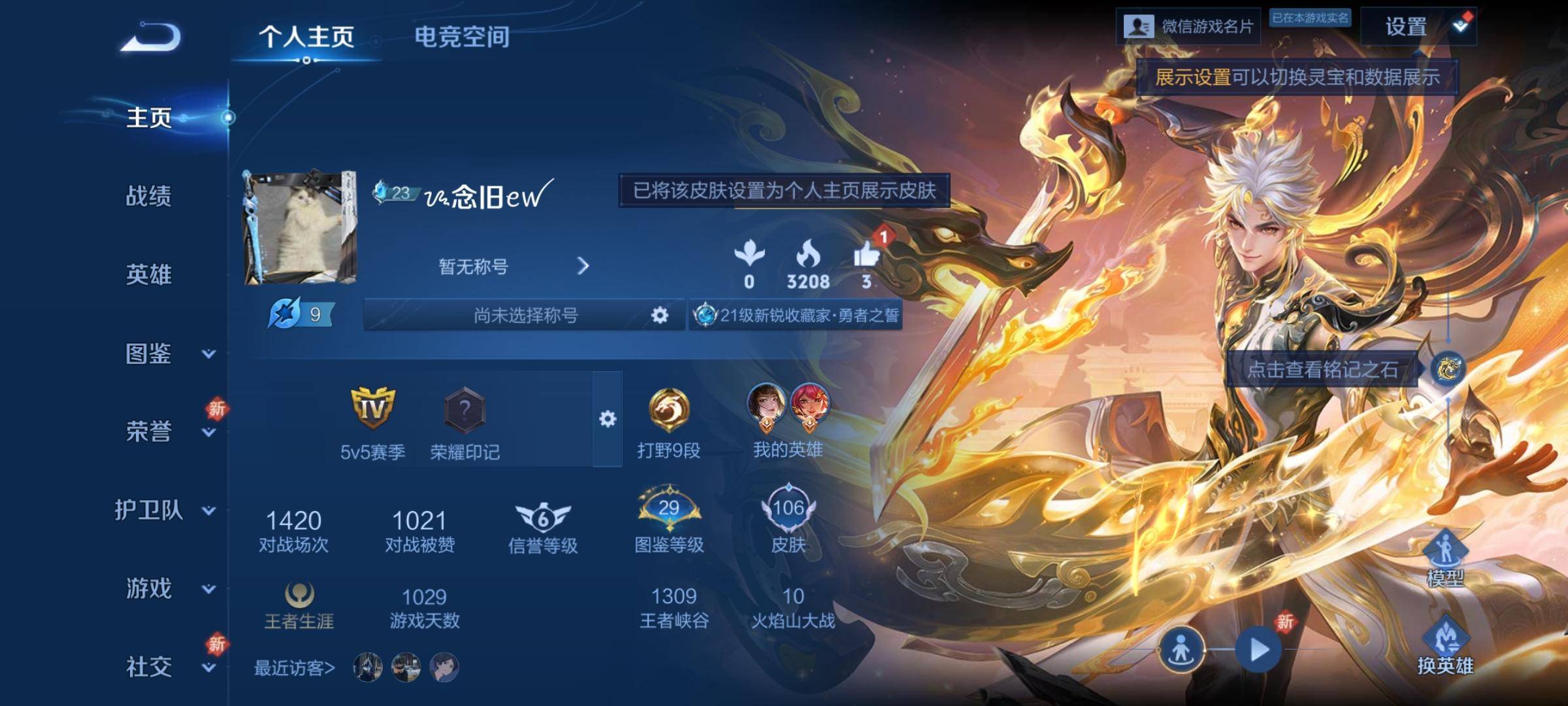 王者荣耀账号安卓VX120英雄-106皮肤-无双限定1-荣耀典藏1-传说品质9-史诗品质29器灵·螭龙剑-鸣剑曳影-云霓