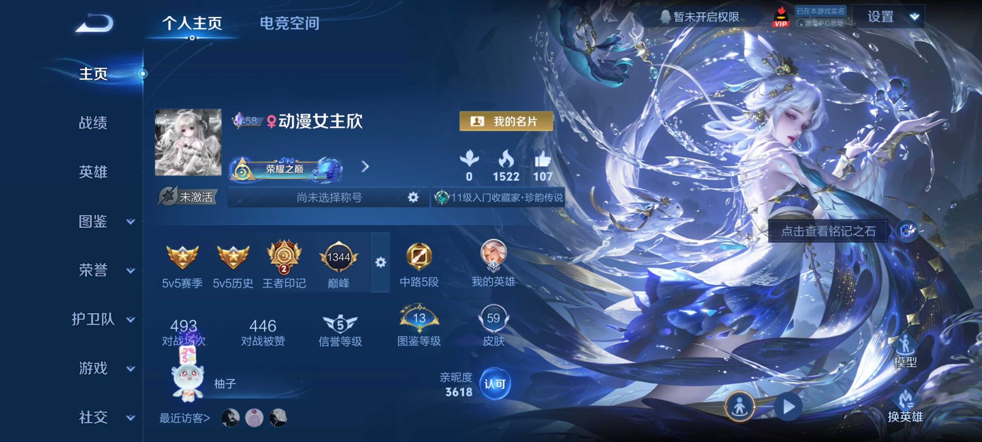 王者荣耀账号安卓QQ59英雄-59皮肤-珍品传说1-传说品质2-史诗品质8器灵·落星盏-久胜战神-胖达荣荣-魅力维加斯-